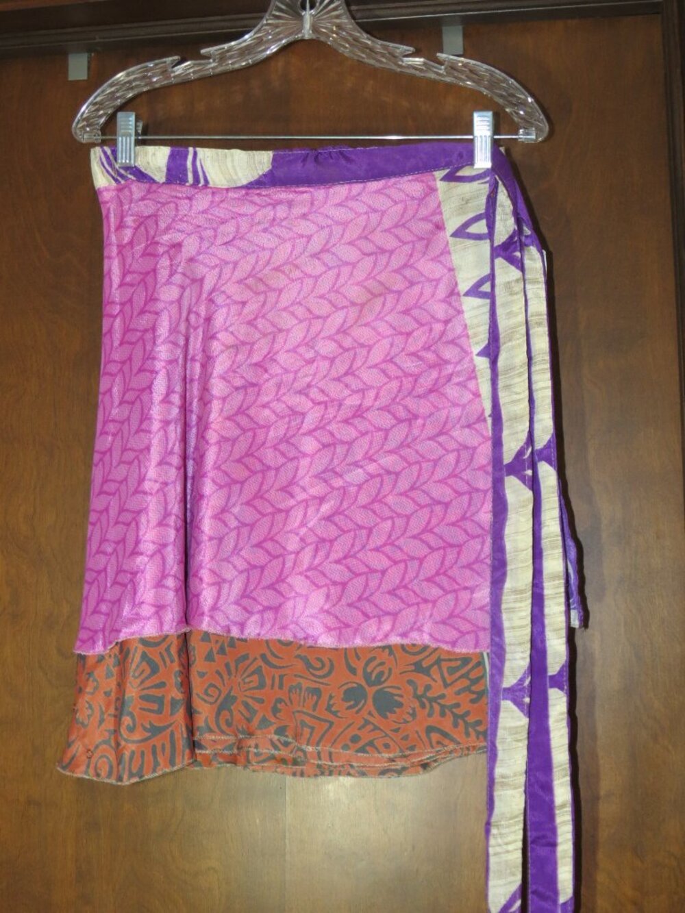 New With Tags Darn Good Yarn Sari Silk Wrap Skirt XL 8-20 Mini  Reversible Bling